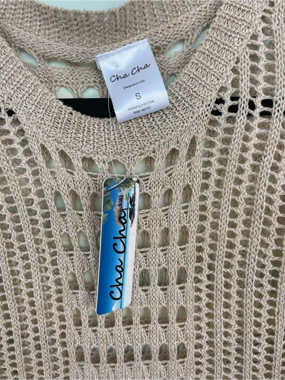 cha cha vente Beige Crochet Maxi Swim Coverup Dress